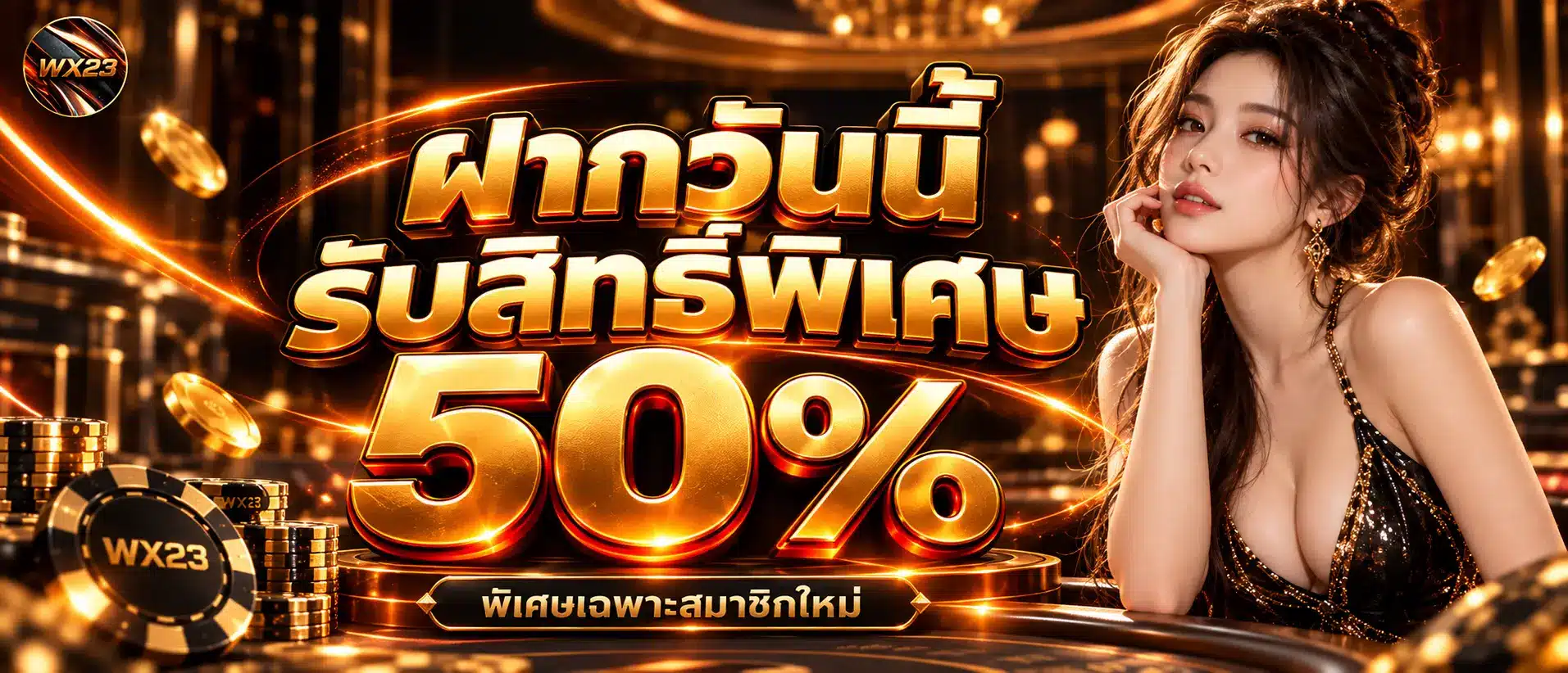 ฝากวันนี้รับสิทธิ์พิเศษ 50 %